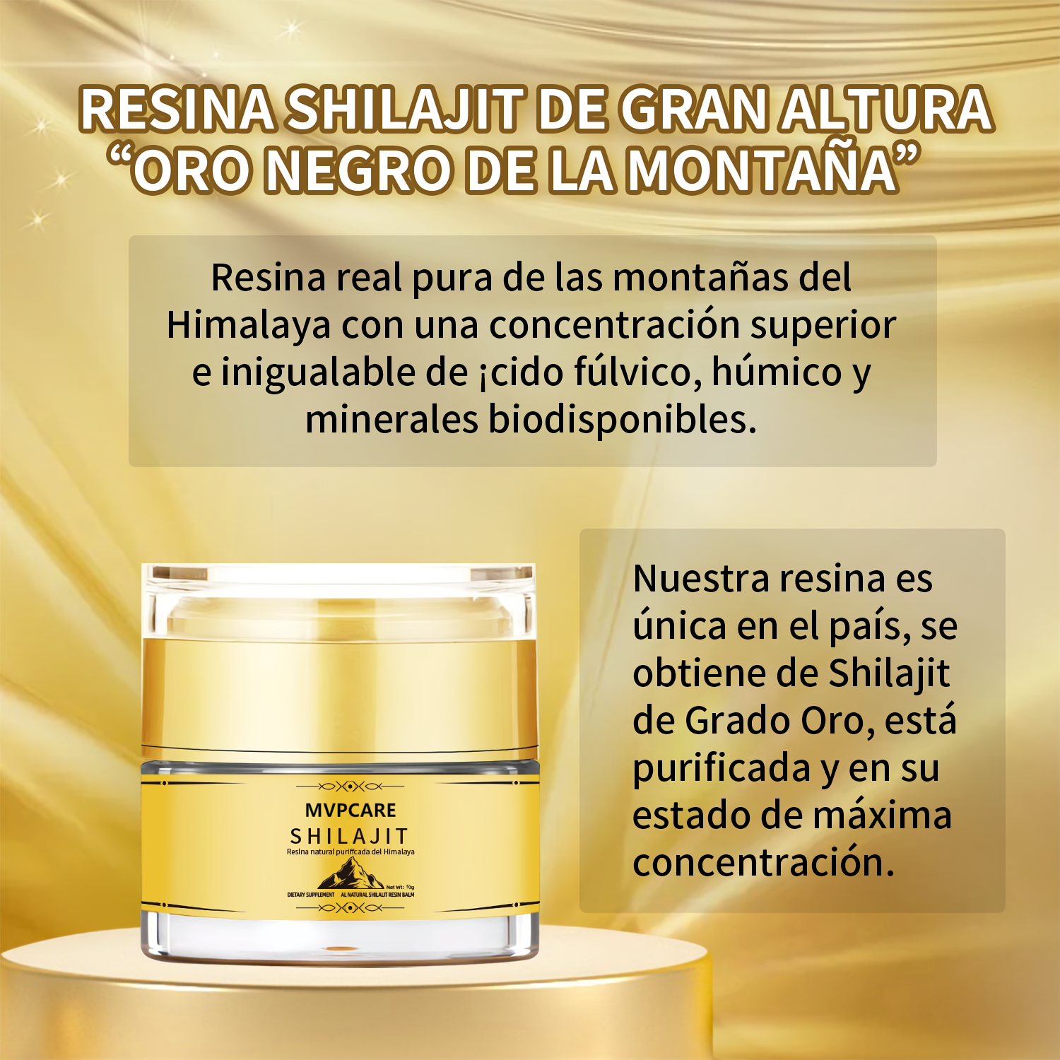 Resina De Shilajit Natural Pura Sol Dorado Orgánica Del Himalaya 30ml