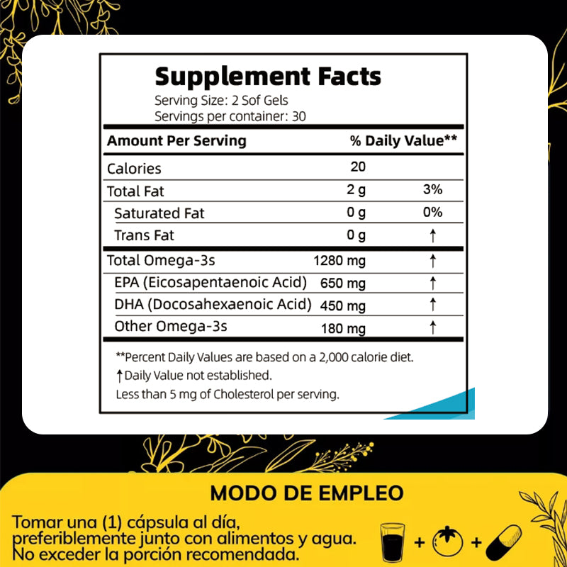 Omega 3 Con Epa Y Dha De Aceite De Pescado - 100 Cápsulas Sabor Sin Sabor