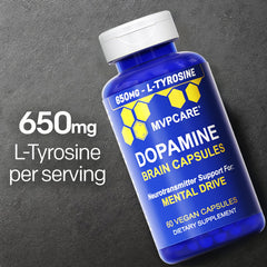 Mvpcare Dopamine Brain Power Cápsulas - suplemento de L-tirosina de 650 mg