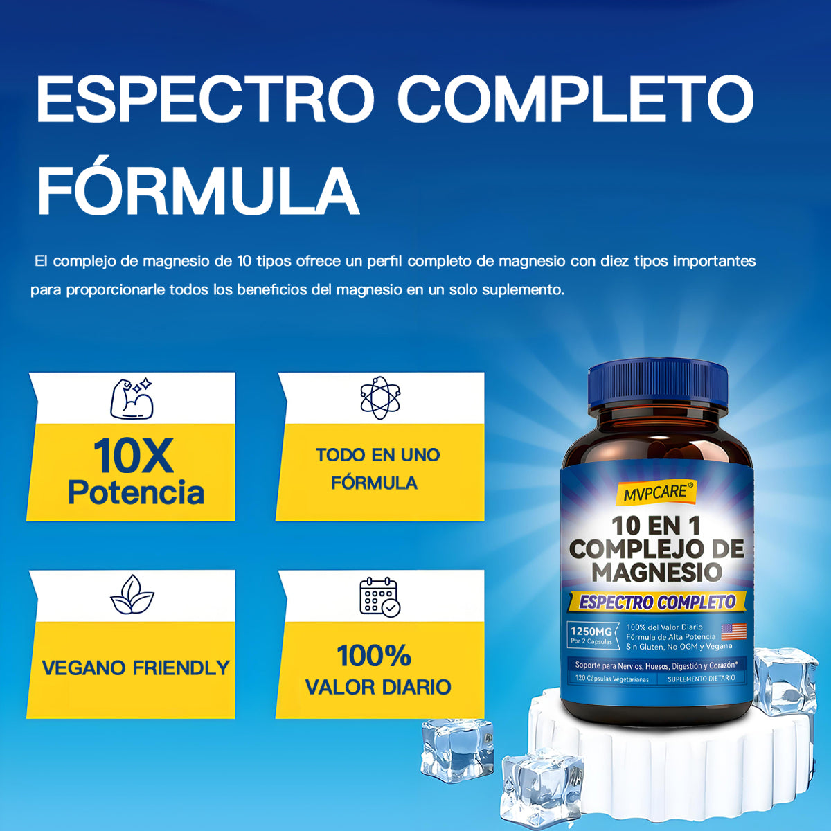 10 en 1 Complejo de magnesio 1250 mg
