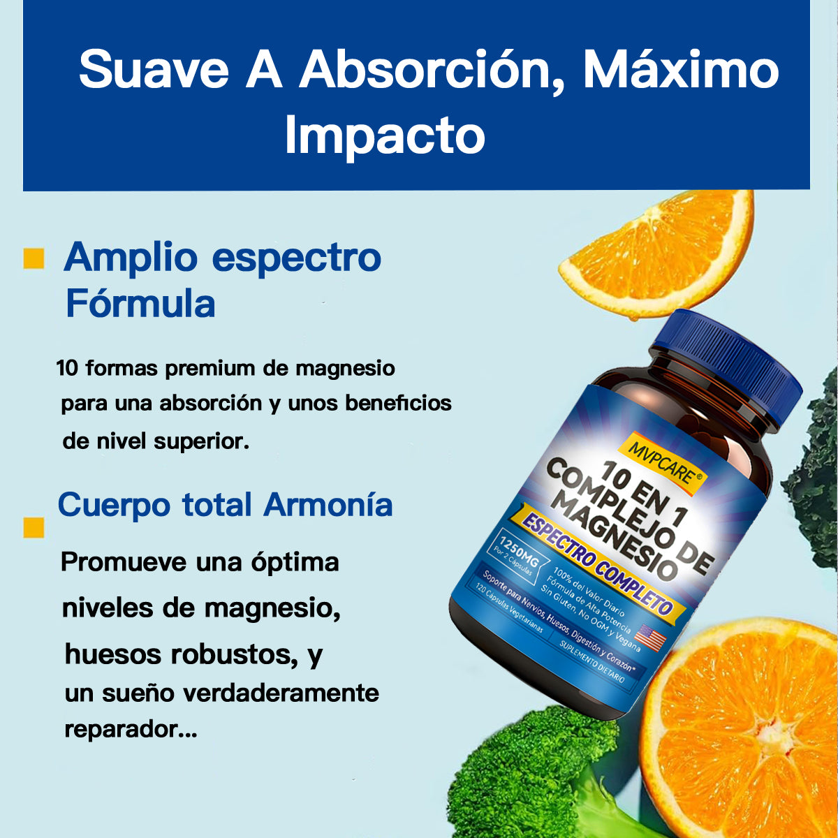 10 en 1 Complejo de magnesio 1250 mg