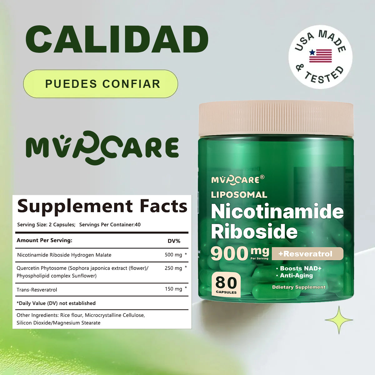 Mvpcare Suplemento NAD+ | 900 mg